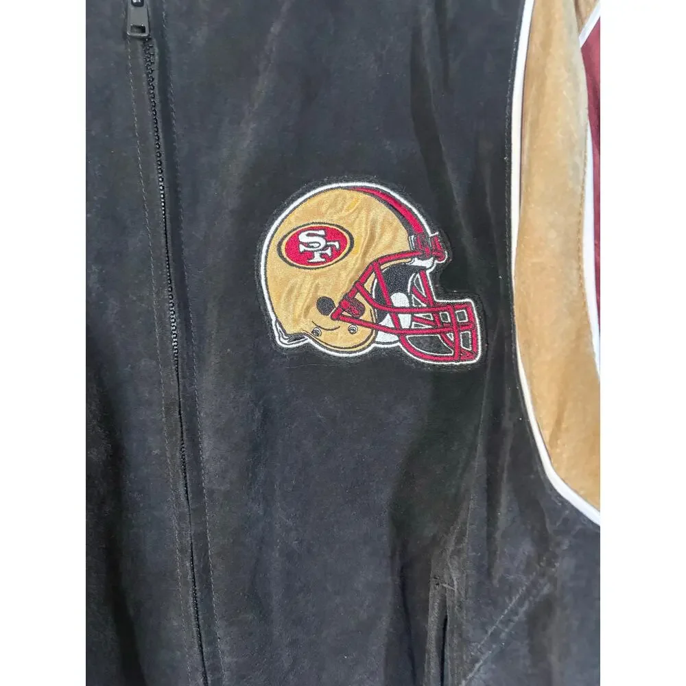 Vintage‎ Suede Leather 49ers Bomber Jacket G-III Medium NFL Letterman Varsity